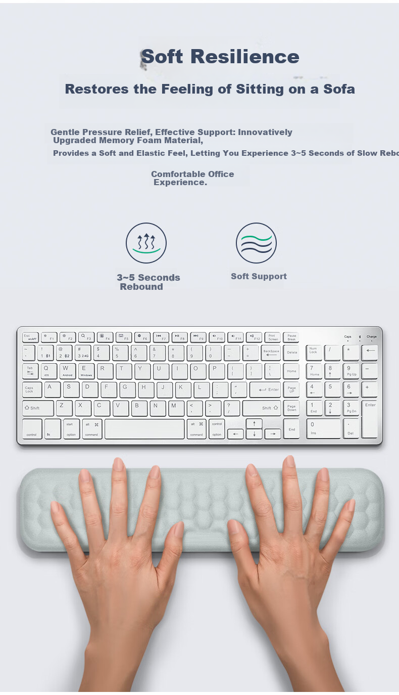 KPTE New Model [Edge Elbow Support], Convex Massage Wrist Rest, 30*10*2.5CM, Student Office Mouse Pad, Wrist Support, Memory Foam Wrist Pad, Keyboard Hand Rest Pad, Wrist Support 7