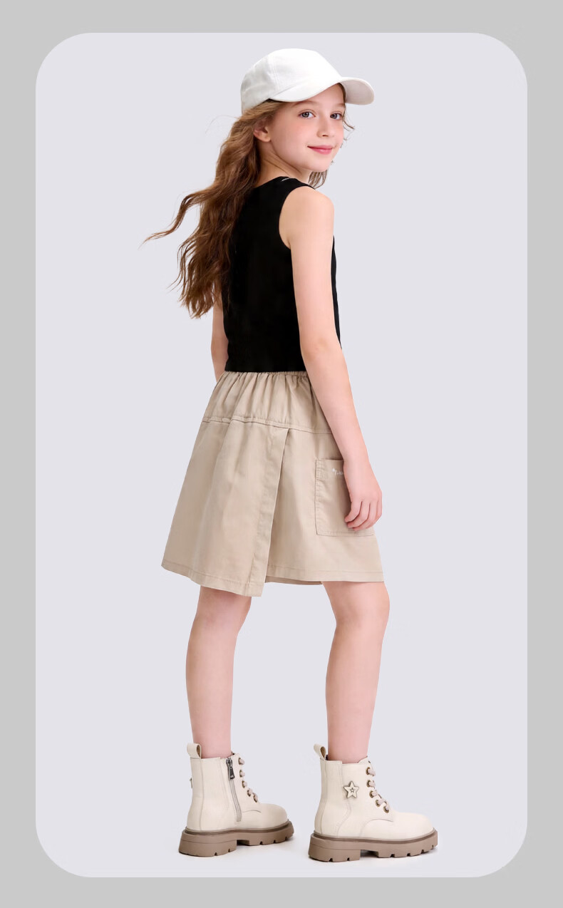 Disney Girls' Summer Skort New Children's Pants Fake Two-Piece Fashion Big Kids Shorts Korean Style 21A030 Khaki 150 7