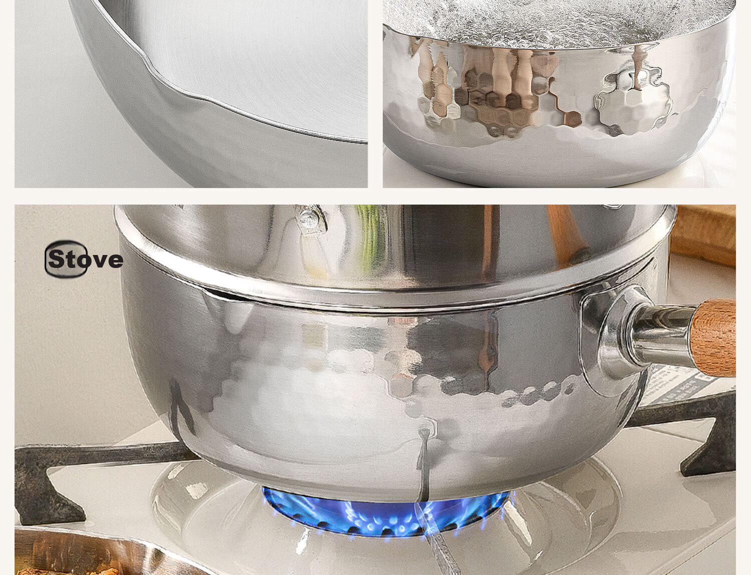 Jingyan Stainless Steel Snow Flat Pot Small Induction Cooker Pot for One Person Household Cooking Noodle Pot Milk Heating Non-stick Baby Food Pot Milk Pan 5