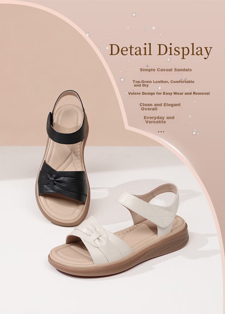 Red Dragonfly Women's Leather Breathable Soft Sole Casual Shoes Comfortable Lightweight Durable Mom Sandals WTK265731 Black Size 35 3
