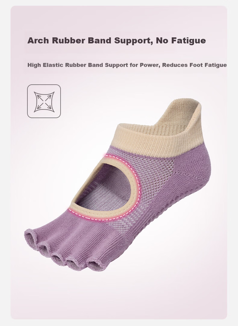 Keep Colorful Non-Slip Low-Cut Open-Toe Yoga Socks Indoor Floor Sports Dance Pilates Polar Night Black 7