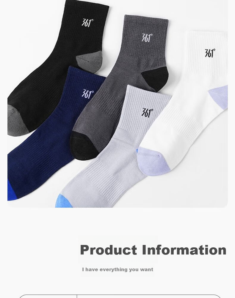 361° Authentic Men's Socks Spring Summer Odor-Resistant Sweat-Absorbing Mid-Calf Breathable Cotton Sports Casual Long Socks Set of 4 One Size 6