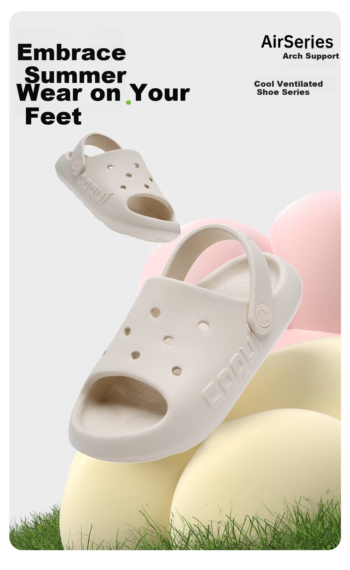 Coqui Children's Perforated Shoes, Boys And Girls Slippers, Eco-Friendly EVA Non-Slip Sandals for Kids, Ink Black Color, Size 26-27, CQ2213 1