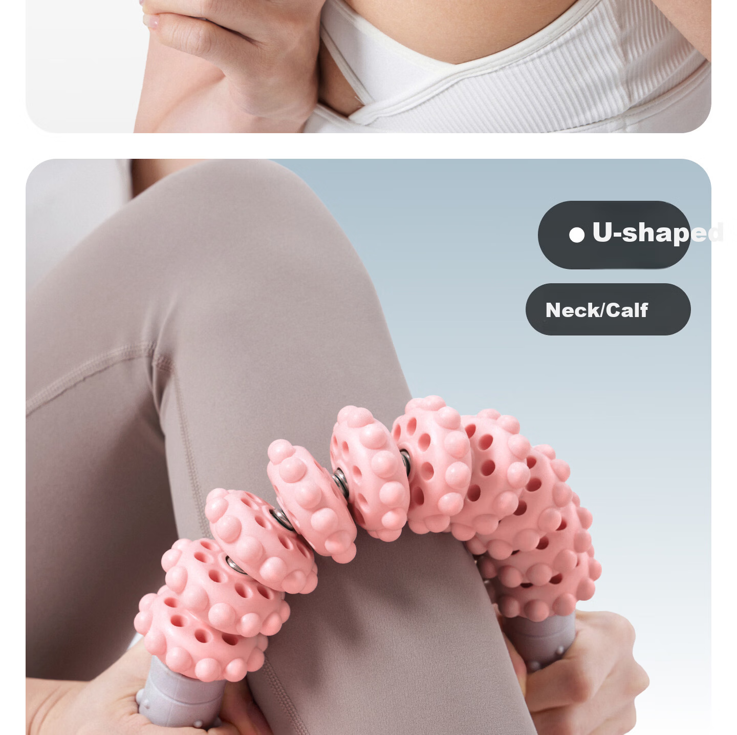 Keep Wolf Tooth Massage Roller, Calf Muscle Fascia Relaxation Deep Traction Full Body Massager, Pink 9