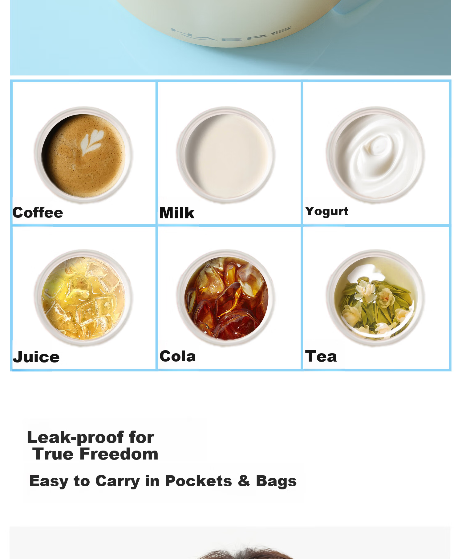 HAERS Mini Pocket Stainless Steel Portable Cup 240ml Milk Coffee Straw Version 12