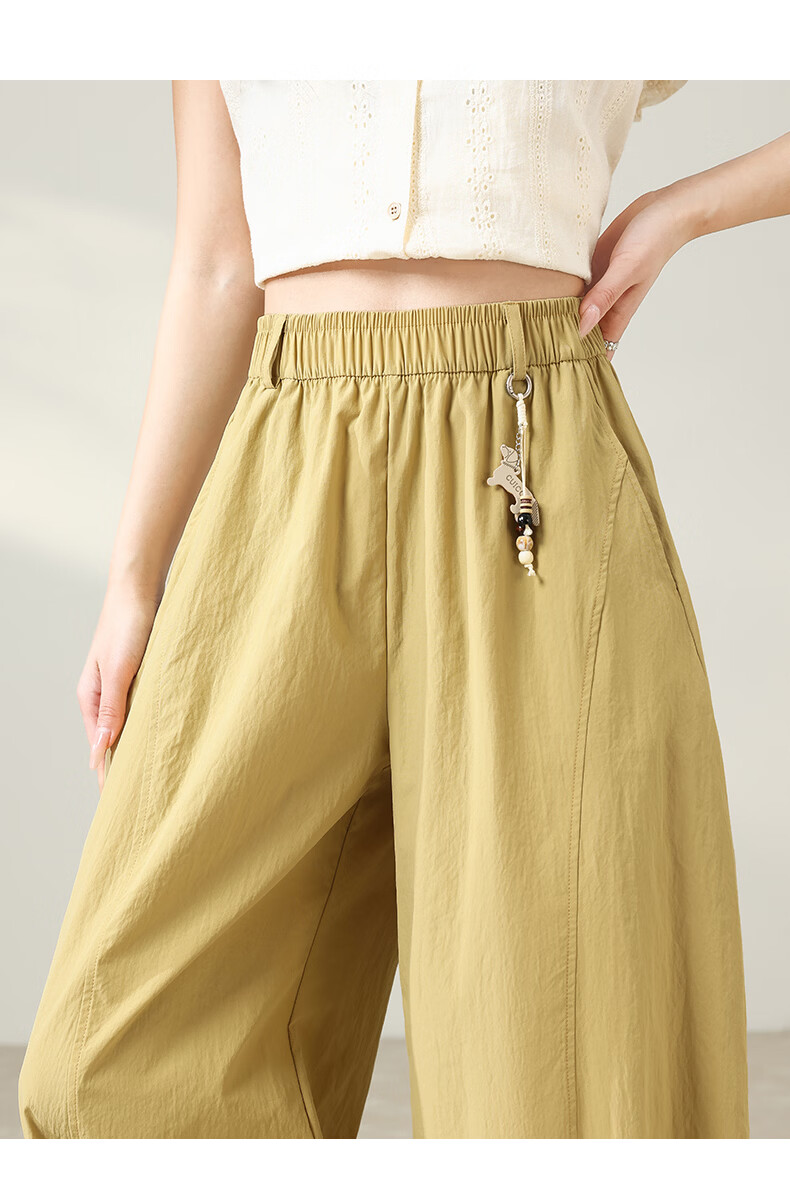 Xueqiman New Style Flower Bud Wide-Leg Pants Women Summer Thin Slim Ruffle Hem Small Size Nine-Point Casual Harem Pants 15