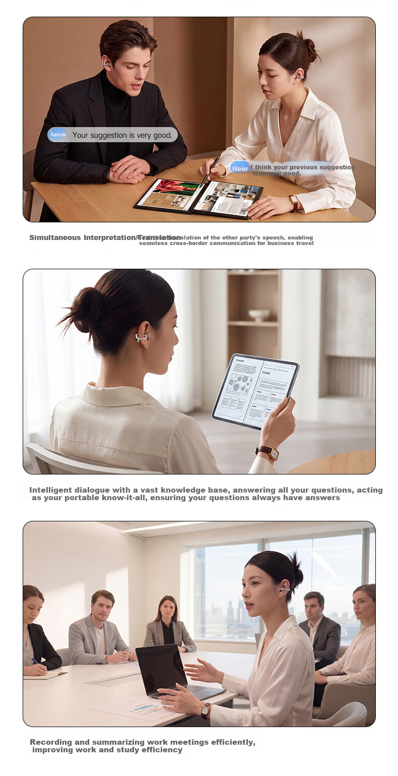 1MORE S20Ultra Bluetooth Ear Clip Bone Conduction Concept Open-Ear Noise Cancelling Headphones Pearl White 22