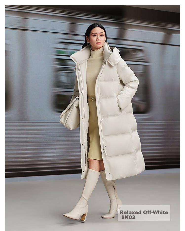 Bosideng Off-Season Women's Winter Goose Down Thickened Hooded Business Commuter Versatile Extra Long Coat 17
