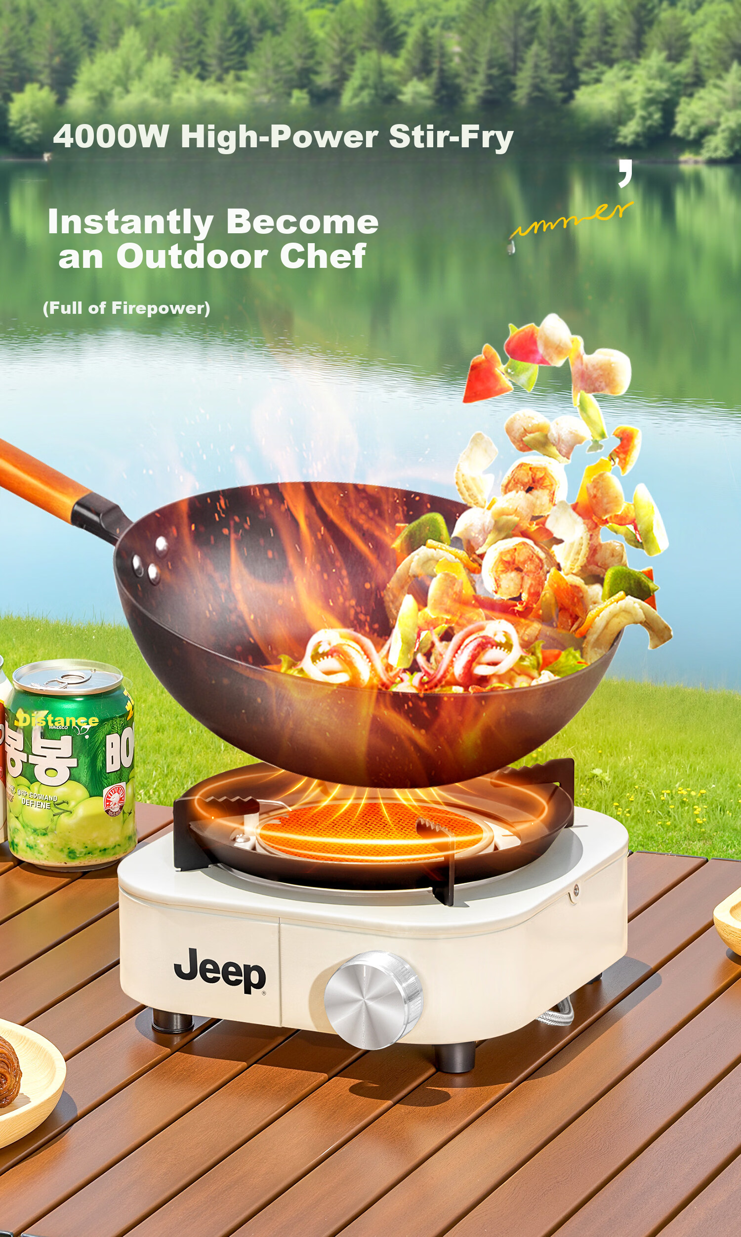 JEEP Infrared Split Cassette Stove Outdoor Portable Camping Cooking Equipment Gas Stove New Cookware Black 4
