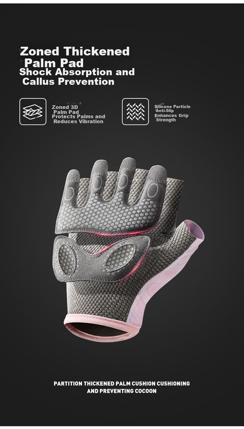 40,000km Cycling Half-Finger Gloves Outdoor Fitness Non-Slip Breathable Shock-Absorbing Wear-Resistant Thin Half-Finger Anti-Blister Gloves Size S 3