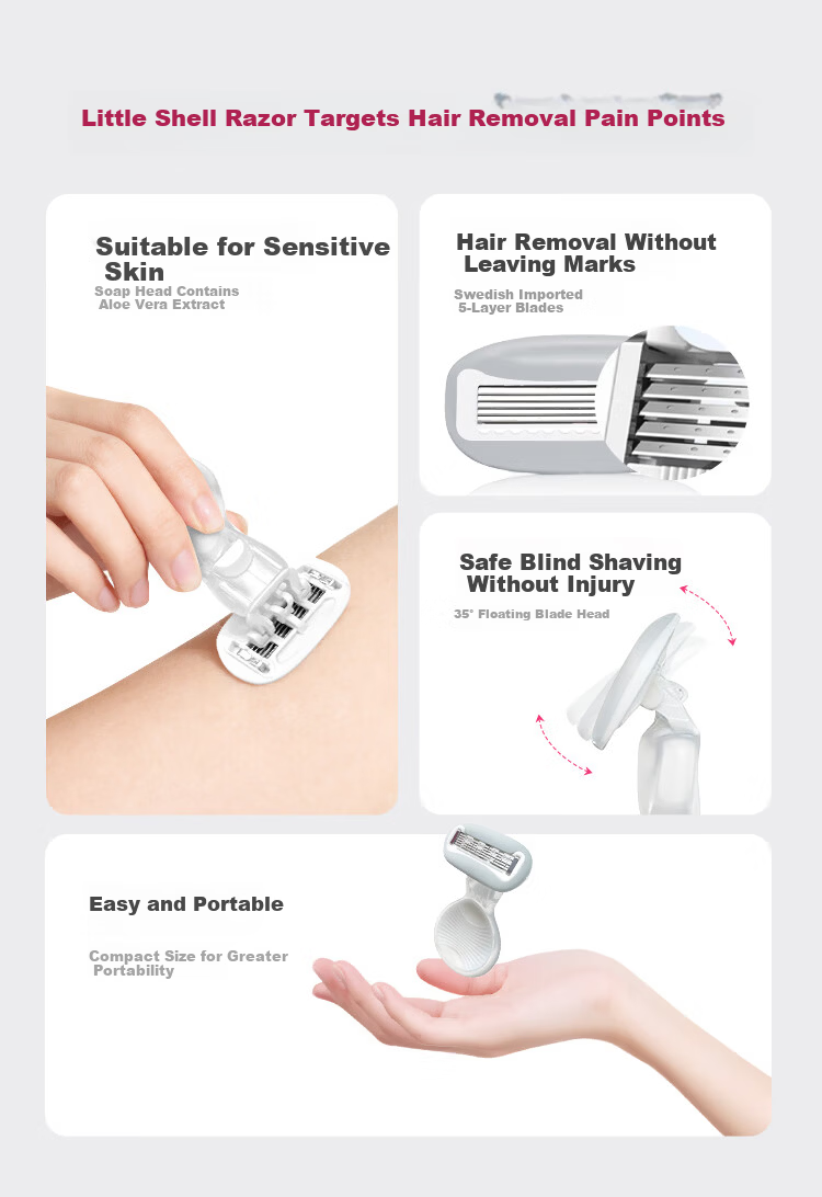 Ulike Hair Removal Partner Small Shell Razor for Lip, Face, Underarm, and Leg Hair Removal Portable Painless Private Trimming Tool 2