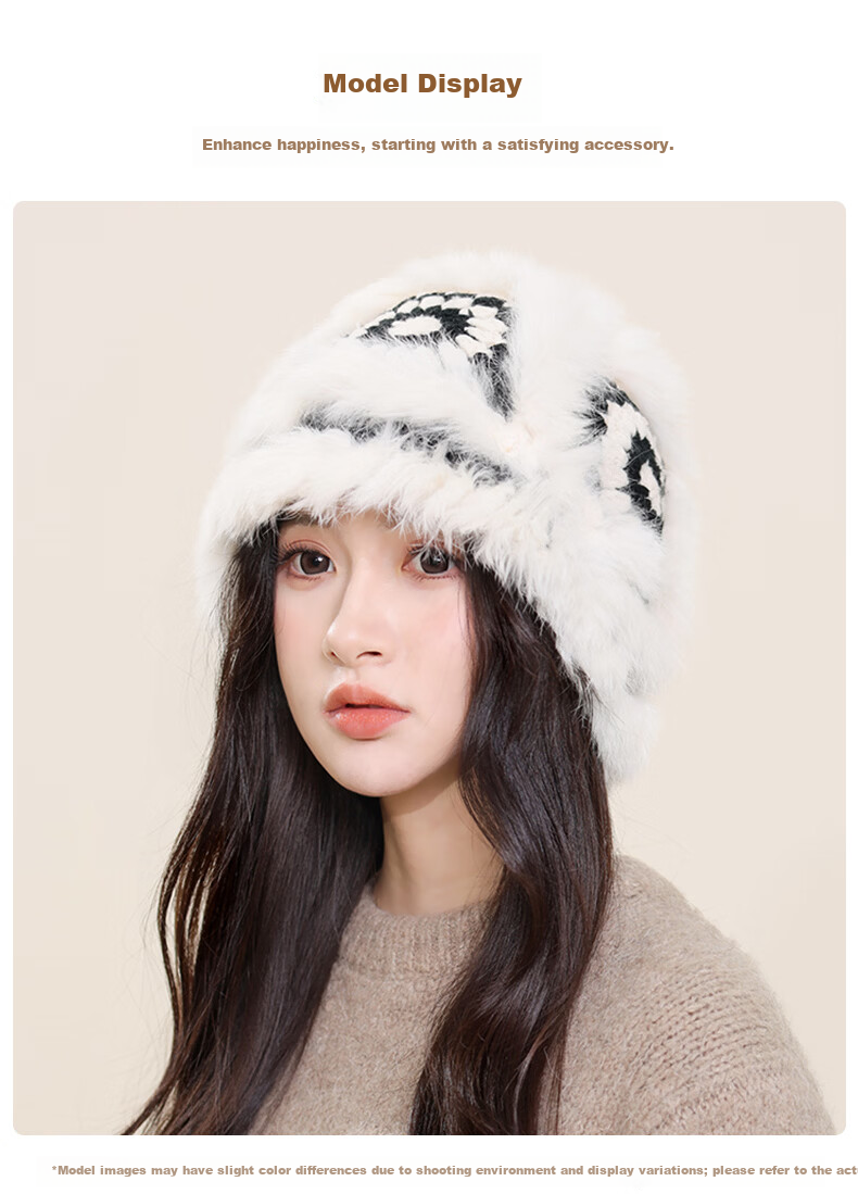 TUCANO Fashion Versatile Wool Hat for Women with Wool and Rabbit Fur, National Trend Awakening Lion Fisherman Hat, Elegant Bucket Hat, Face-Covering Basin Hat 9