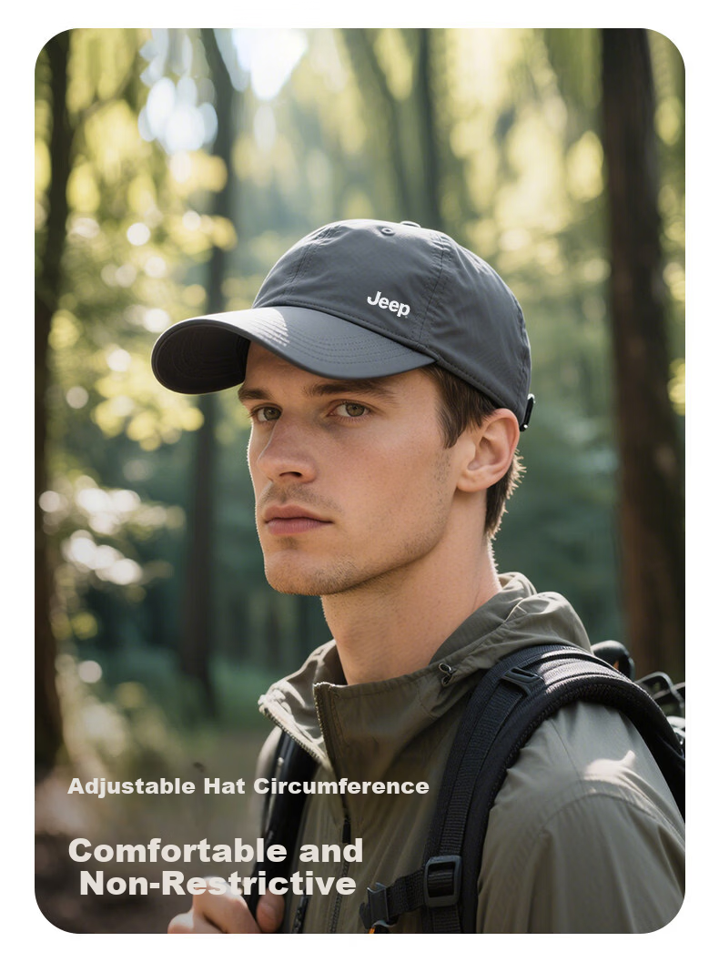 JEEP Men's New Duckbill Cap Sunshade Outdoor Quick-Dry Sunscreen Summer Thin Baseball Cap for Women 7