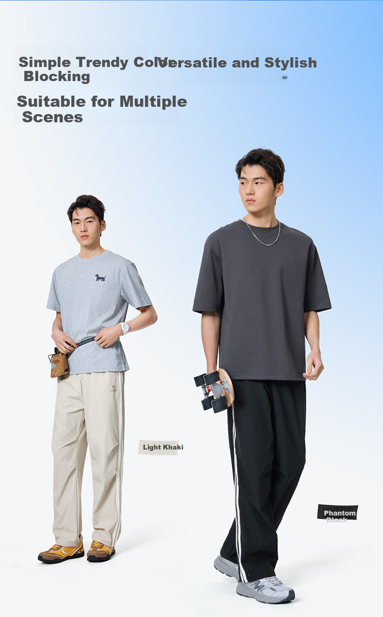 CAMEL Quick-Dry Straight-Leg Sports Pants Men Ice-Feel Sun-Protective Outdoor Paratrooper Pants C16BA6L6044 Phantom Black L 9