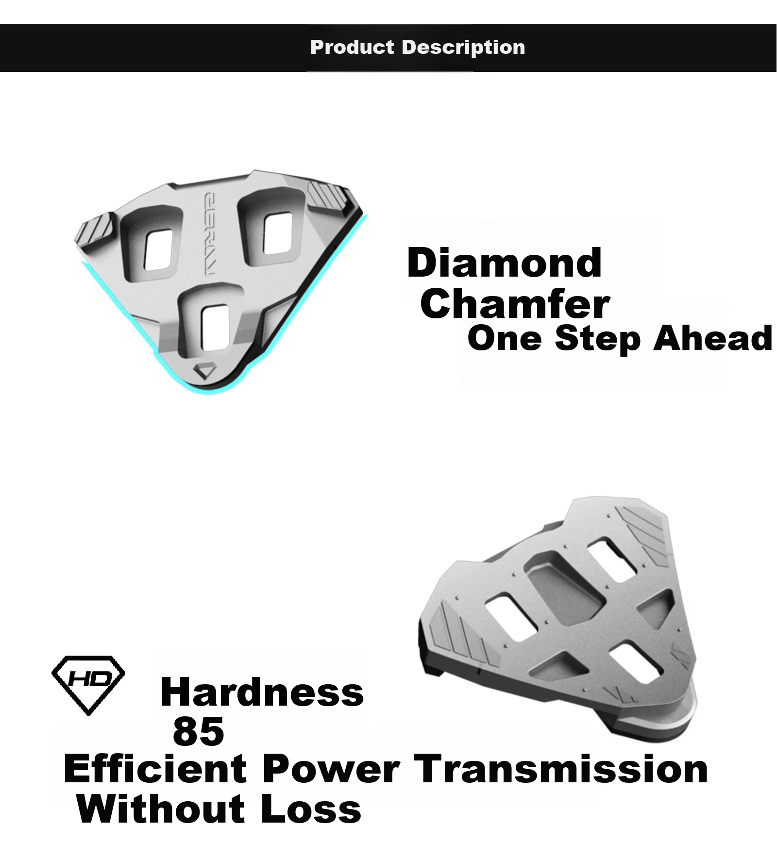 HEPINGJIANGENBO HuB Road Bike Clipless Pedals Diamond Lock Plates 0-Degree Floating Anti-Slip Screw Washers Standard Set 5