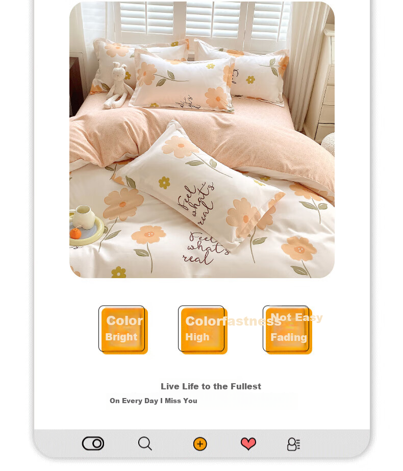 Grace 7A Antibacterial Brushed Cotton 3-Piece Bedding Set Single Dormitory Sheet and Duvet Cover 1.5x2m for 1.2m Bed Early Summer - Orange 2