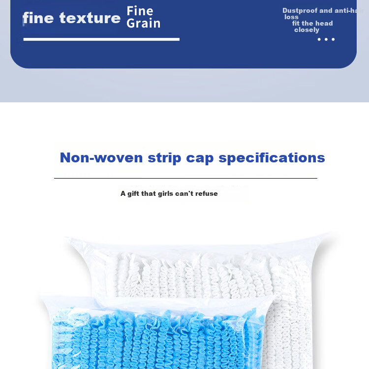 Anxiaoxia Disposable Head Cover Kitchen Dustproof Strip Cap Mesh Cap Non-woven Dustproof Hat White 100pcs/Pack 11