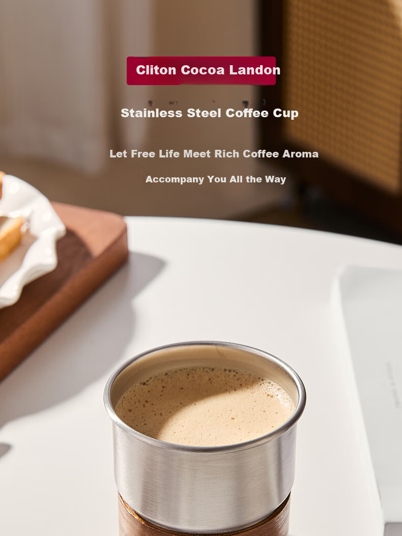 CLITON 304 Stainless Steel Coffee Cup Vintage Portable Outdoor Travel Mini Juice Cup Cold Drink Cup Tea Cup 1