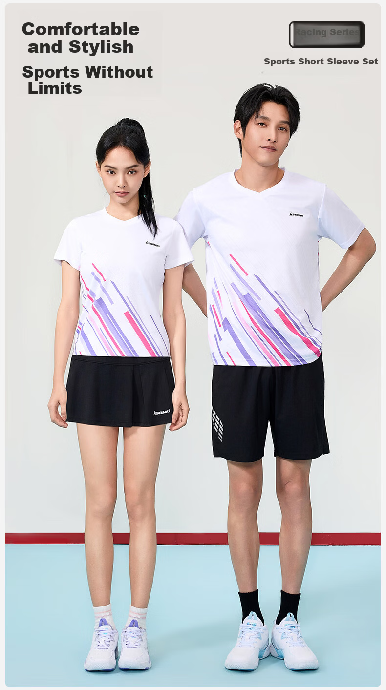 KAWASAKI Women's Badminton Set Short Sleeve + Skirt Sweat-Absorbing Quick-Dry Training Competition Sportswear D2826 Purple L 2