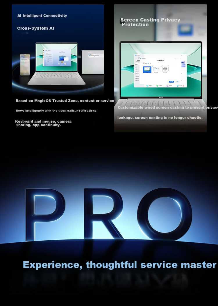 Honor MagicBook Pro 14 AI Lightweight Laptop 92Wh Battery 14.6" U5-225H 32GB 1TB 3.1K Oasis Eye Protection Screen Gray 27