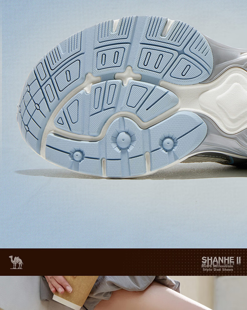 CAMEL Shanhe 2nd Generation Women's Sports Breathable Casual Thick-Soled Dad Shoes K26B30L4030 Blue/Ivory White Size 38 11