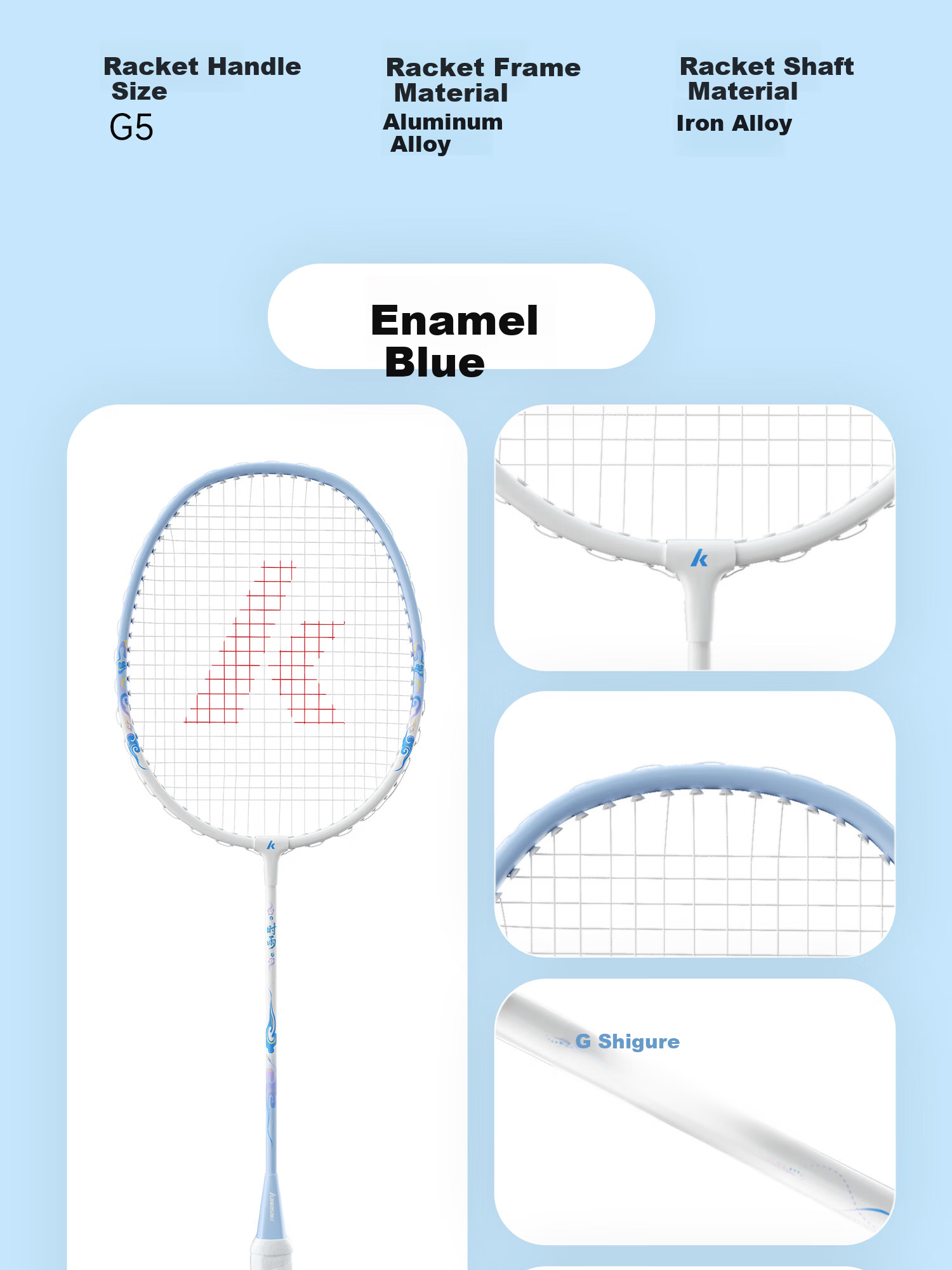 Kawasaki Badminton Racket Set Training Match Ultra-Light Durable Adult Student Set Shiyu Double Rackets Blue/Black 13