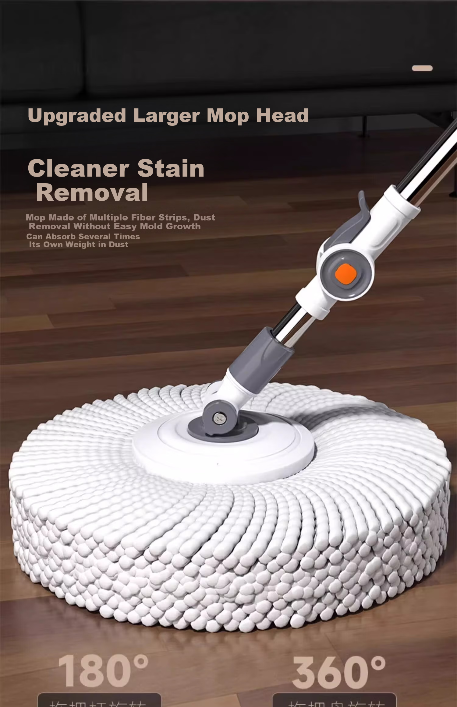 Meiya Rotating Mop with 2 Heads Hands-Free Lazy Floor Cleaner Household One Mop Clean 2025 New Dry and Wet Dual-Use M12 1