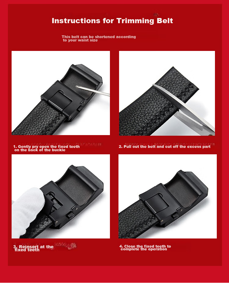 BOSTANTEN Men's Genuine Leather Belt with Automatic Buckle, Top-Grain Cowhide Trouser Belt, Business Casual Leather Belt Gift Box 12