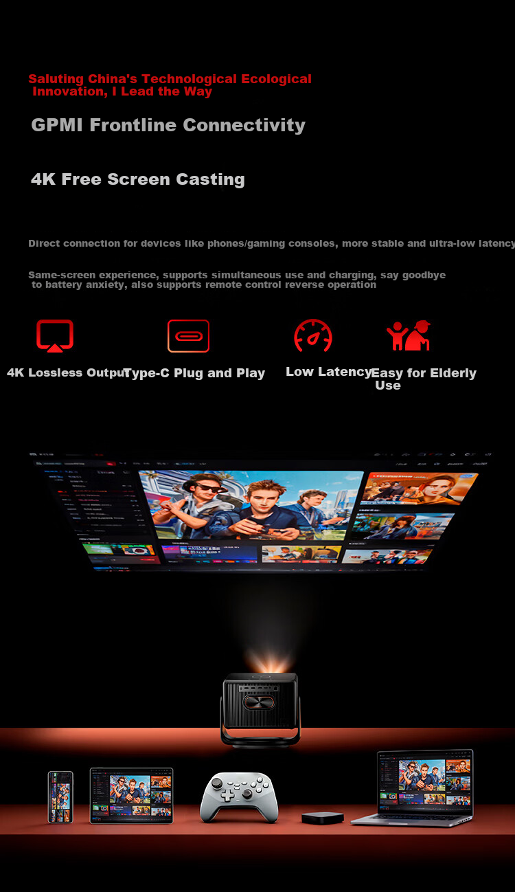 Signyean RS80 Ultra Projector, Home Ultra HD, 2026 New Model, Living Room Bedroom Home Theater, 1300CVIA GPMI Honghu Audio 2.0, Hisilicon V660 31