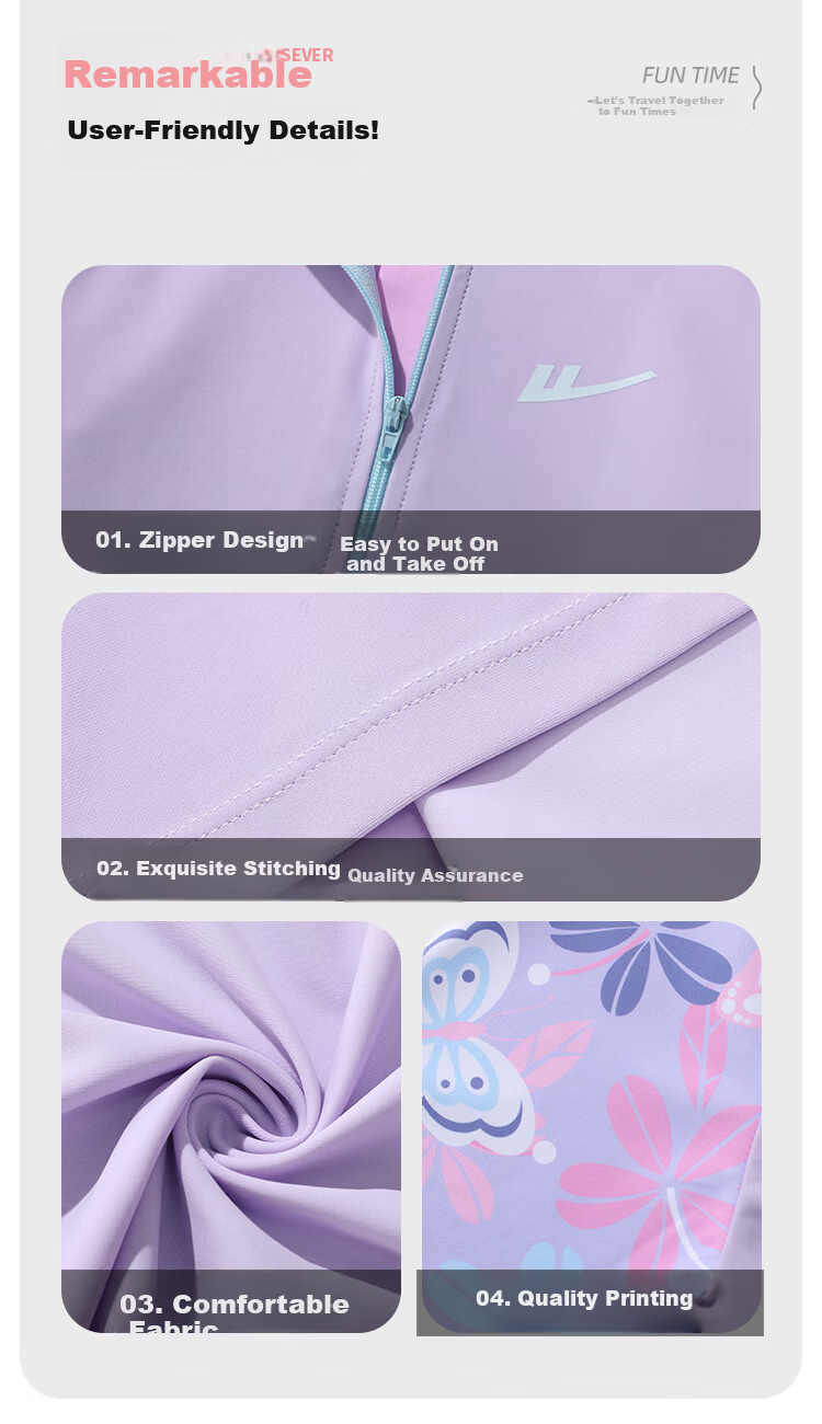 Warrior Kids Girls Two-Piece Swimsuit Long Sleeve Long Pants Quick-Dry Sun Protection Training Set 36224HZ2K 110 Purple 5