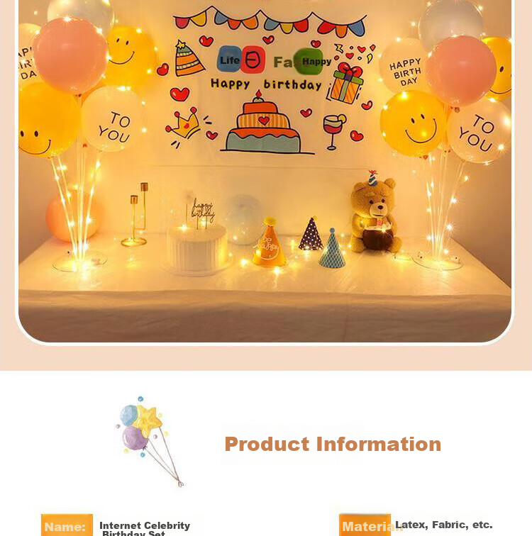 Gongxun Children's Hand-Held Cartoon Birthday Party Decoration, Boys Girls Baby First Birthday Scene Setup, Banner And Bunting 3