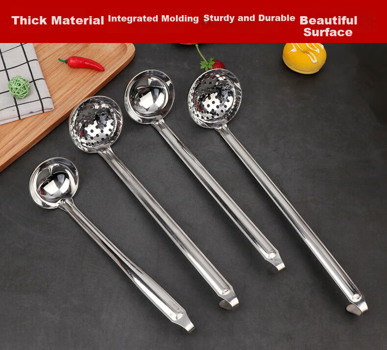 Caitang Thickened Stainless Steel Hooked Soup Ladle Long Handle Soup Spoon Hanging Soup Ladle Small 7CM Jingcang 2