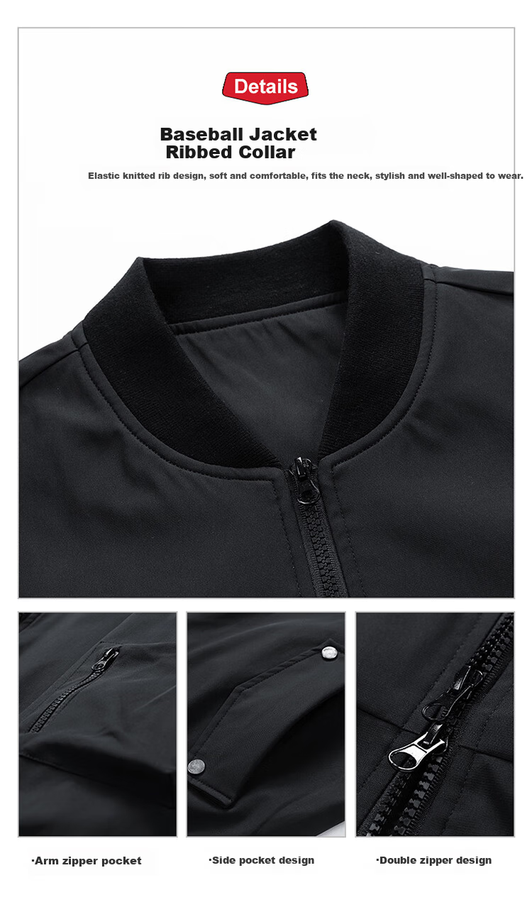 I'M DAVID Men's Windproof Flight Jacket Spring Autumn Casual Commuter Sports Baseball Collar Retro Revival Coat 1