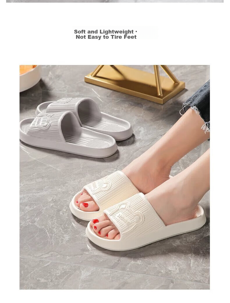 Qiumuxi Women's EVA Soft Sole Home Bathroom Shower Slippers Durable Casual Non-Slip Silent Couple Flip Flops 12