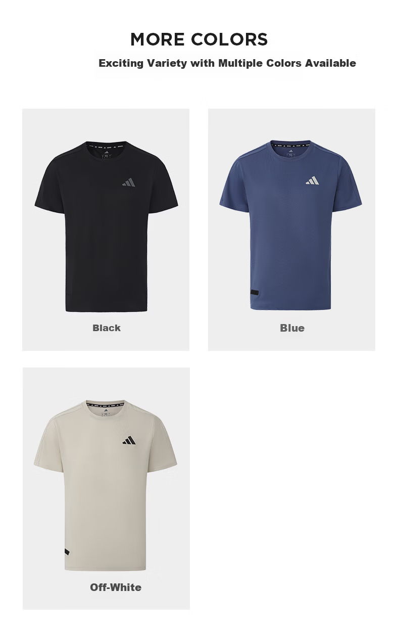 Adidas 26 New Men's Short-Sleeve Summer Lightweight Quick-Dry Outdoor Sports Round Neck Casual T-Shirt, Off-White, 3XL 4