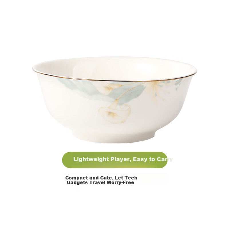 Jieyajie Ceramic Bowl Large 6-Inch High-Temperature Fired Premium Lightweight Luxury Home Use Noodle and Soup Bowl Set 2 Pieces Morning Glory