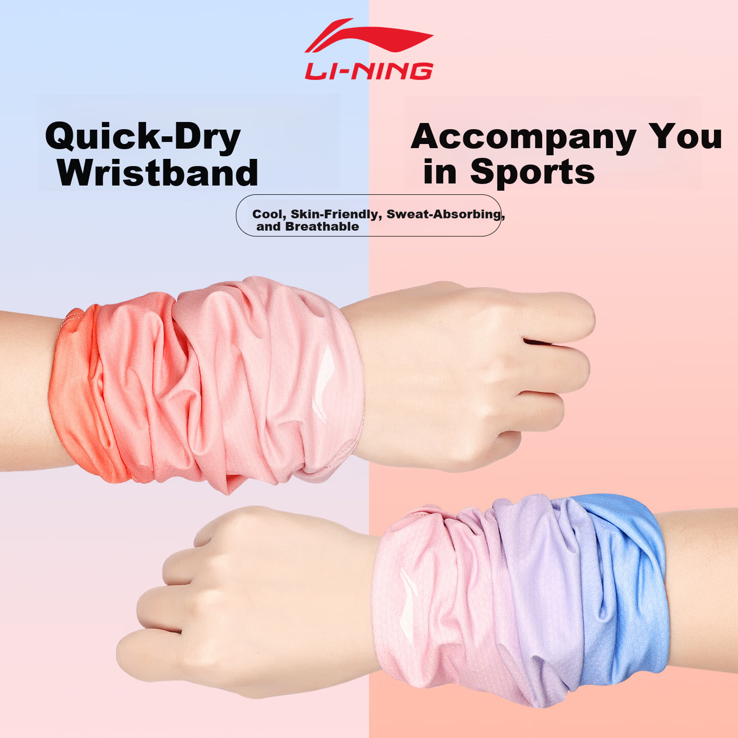 Li-Ning Cooling Wrist Sweatband Towel Quick-Dry Sports Wrist Sweat Absorbing Towel for Men and Women Running Badminton Summer