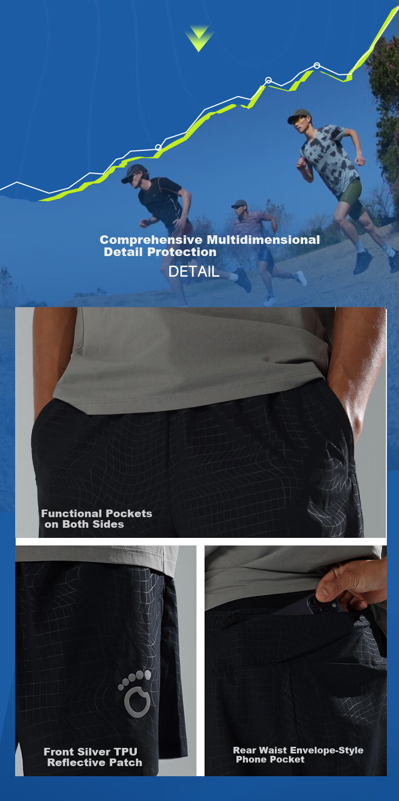 Macondo Men's Moisture-Wicking Quick-Dry Breathable Marathon Running Woven Five-Point Shorts Black M 7