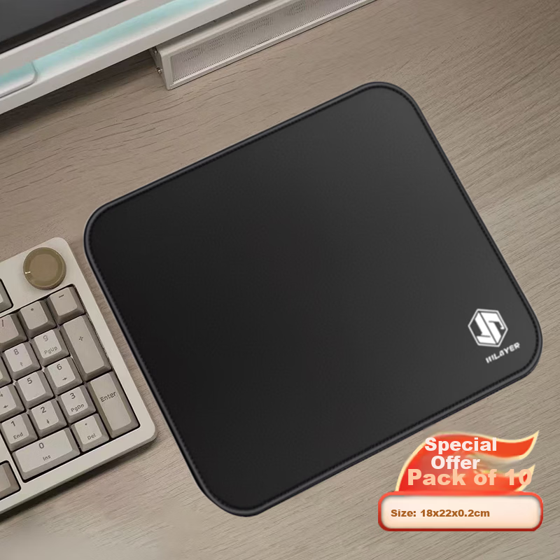JPLAYER Mouse Pad 180x220x2mm Home Office Gaming Mouse Pad Small Size Precision Edge Non-Slip Black 10-Pack Wholesale