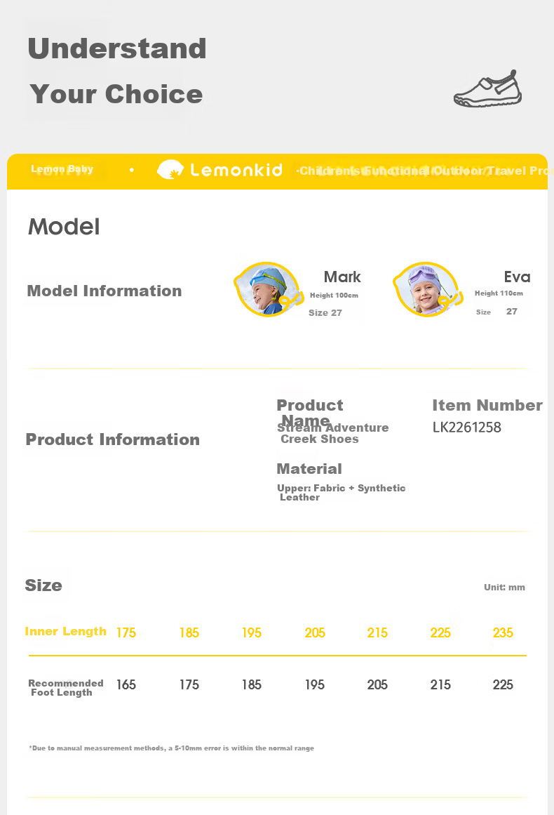 Lemonkid Kids Beach Shoes Boys Girls Swimming Water Shoes Non-slip Breathable Outdoor Sports Sandals Creek Hiking Shoes for Seaside Water Play 16