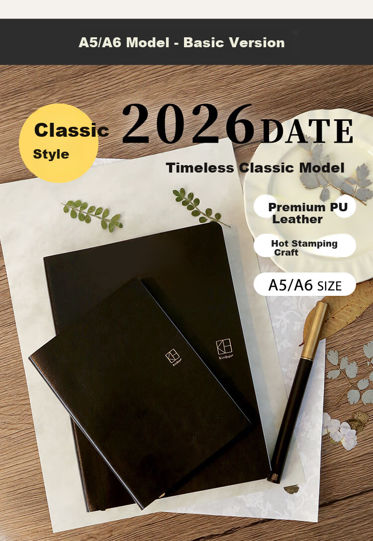 Kinbor 2026 A5 Annual Planner PU Leather Diary Notebook Daily Schedule Journal DT53558 9
