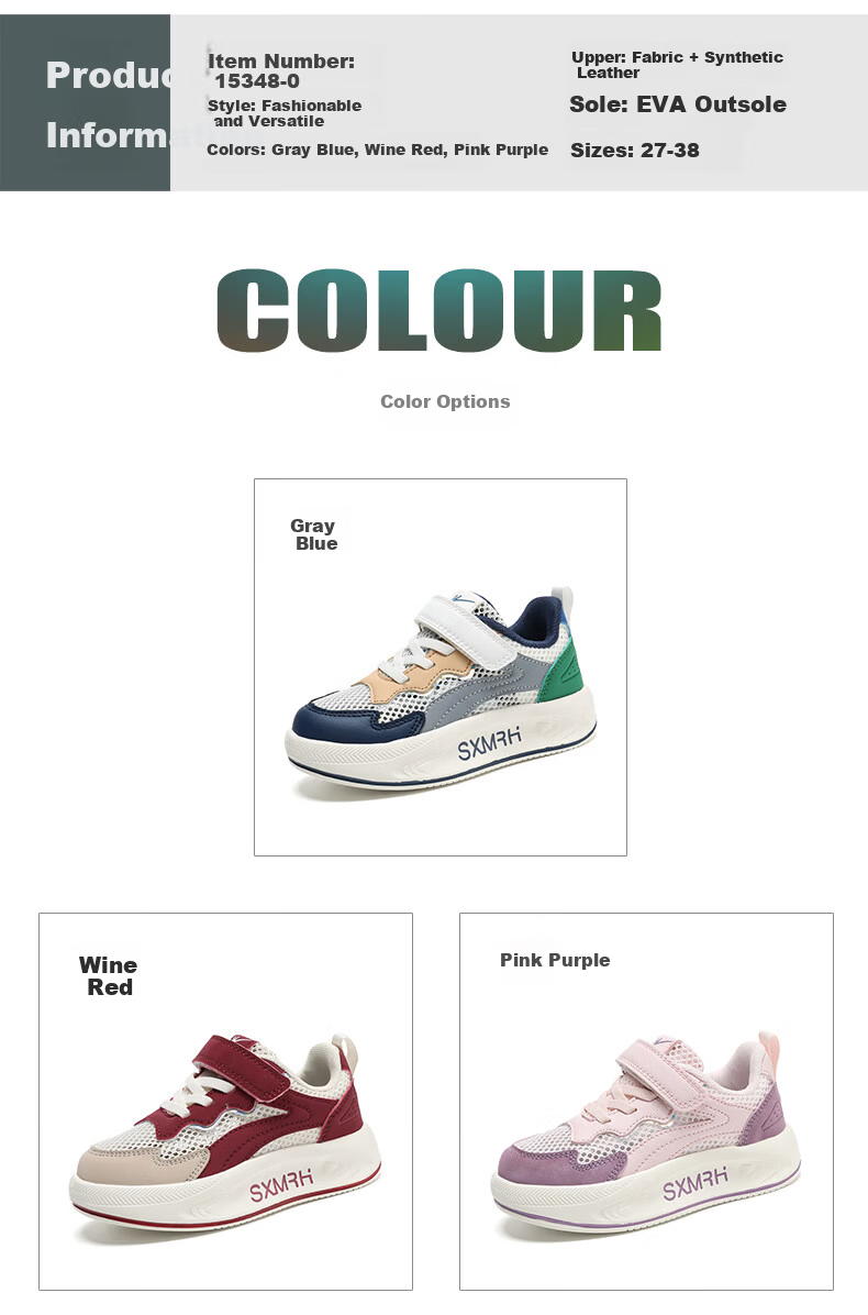 Double Star Kids Casual Summer Breathable Single Mesh Children's Sneakers School Student White Shoes Boys Sports Shoes Gray Blue Size 30 4