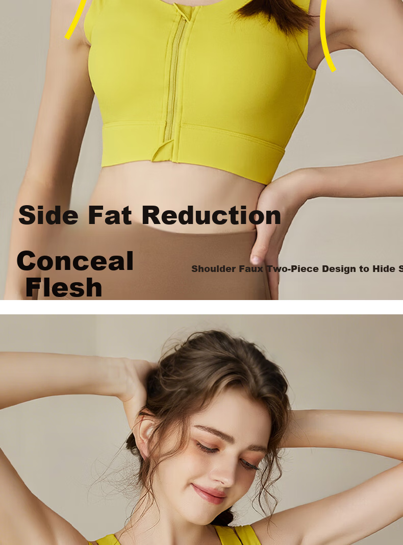 Free Style High-Impact Sports Bra for Women Shockproof Zip-Up Running Fitness Vest Pilates Yoga Side Support Bra 5