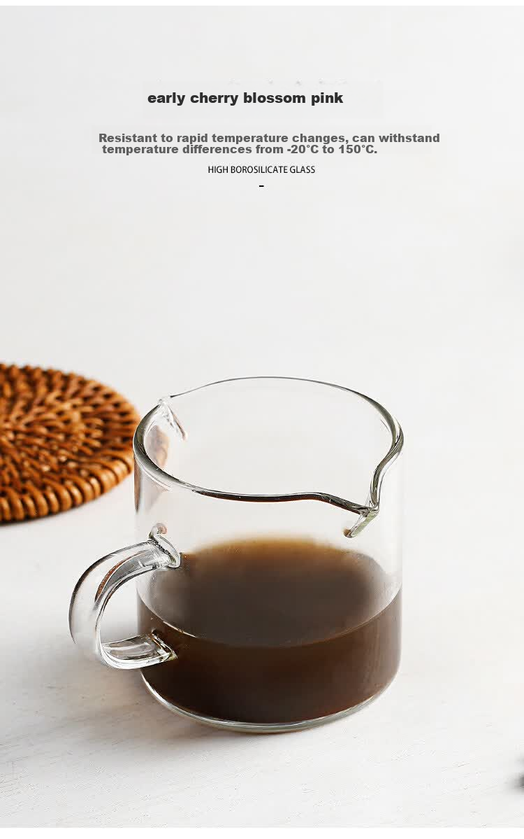 Bethers Japanese Style Ins Glass Milk Jug with Wooden Handle and Scale, Espresso Latte Small Measuring Cup, Mini Milk Pitcher Creamer 3