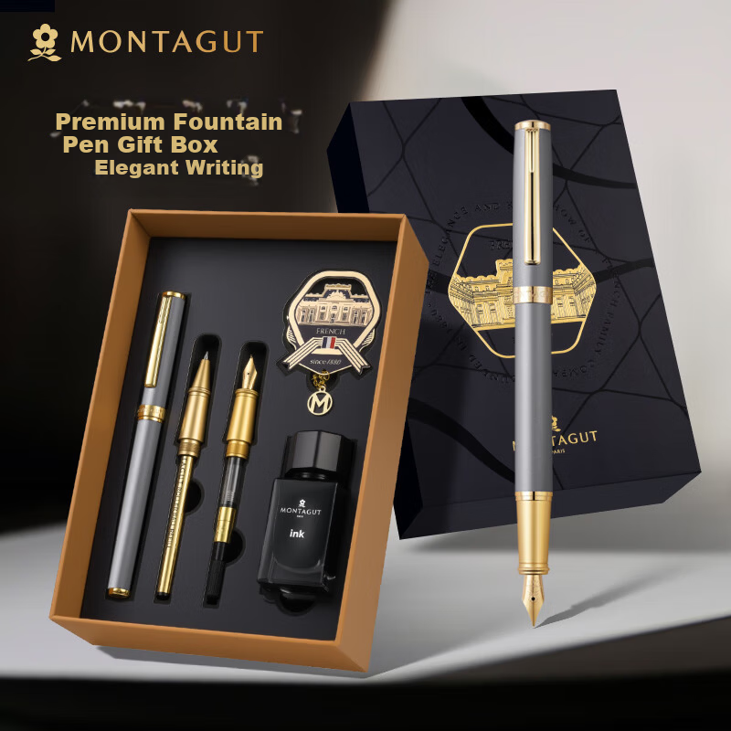 MONTAGUT 520 Gift Three-in-One Business High-End Pen Set Adult Calligraphy Art Signature Pen Men's Premium Women's Exquisite Gift Pearl Gray