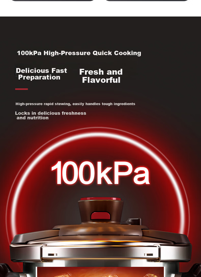 SUPOR 22cm 5.7L 304 Stainless Steel Pressure Cooker High-Pressure Gas and Induction Cooker Compatible Explosion-Proof One-Touch Opening Home Use 5