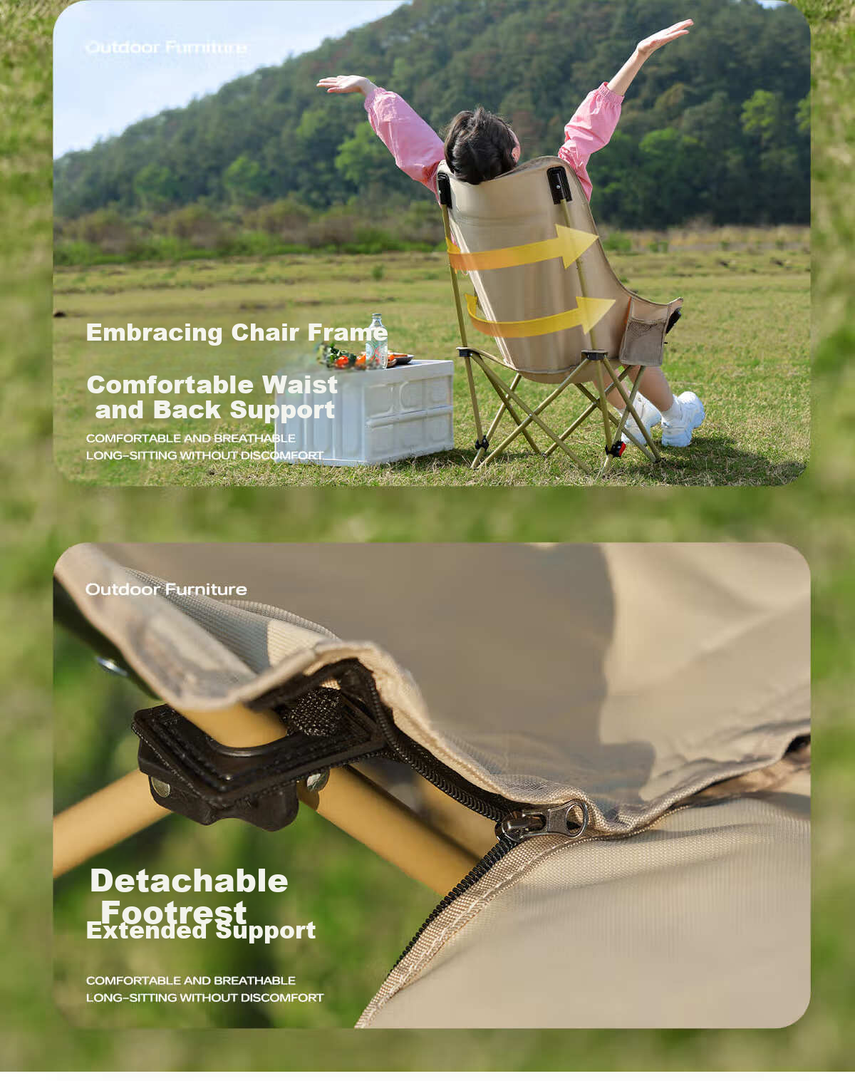 CAMEL Outdoor Camping Chair Nap Recliner Picnic Stool Moon Chair Butterfly Chair Folding Beach Chair 3