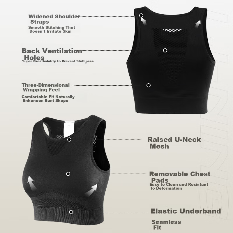 LI-NING Women's Sports Bra Running Vest Shockproof Push-Up Anti-Sagging Yoga Fitness High-Intensity Quick-Dry Lightweight
