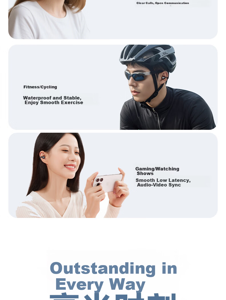 Chuangu 2026 New AI Simultaneous Translation Bluetooth Bone Conduction True Wireless Ear Clip Translator Comfortable Non-In-Ear Sports High-Quality Sound 5