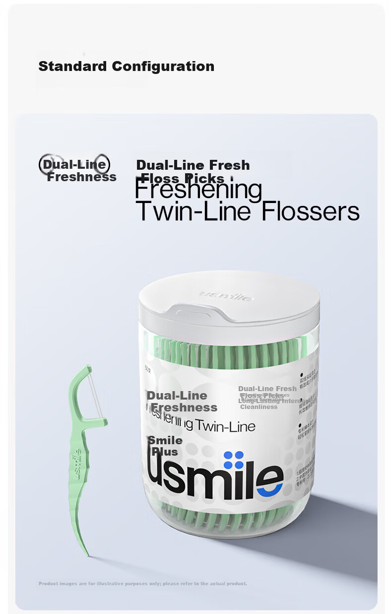 Usmile Smile Plus Seahorse Dental Floss Picks Ultra-fine Portable Dual-String Fresh Breath 50pcs 6